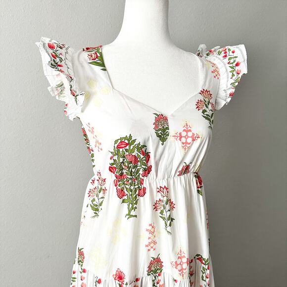 Celina Moon X Anthro Women’s Size XS Boho Floral Ruffle Cotton Maxi Dress NEW - Picture 4 of 15